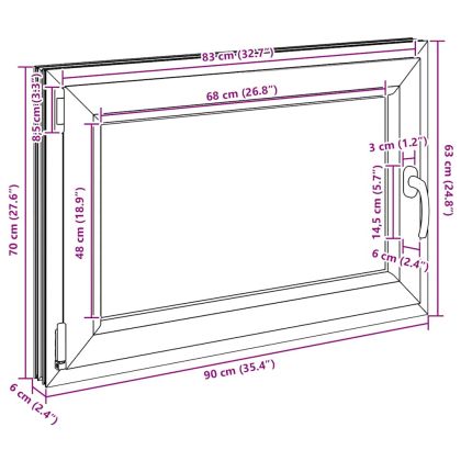 Прозорец за мазе "RISOR" 90x70 см, накланящ се и завъртащ се, DIN ляв, бял