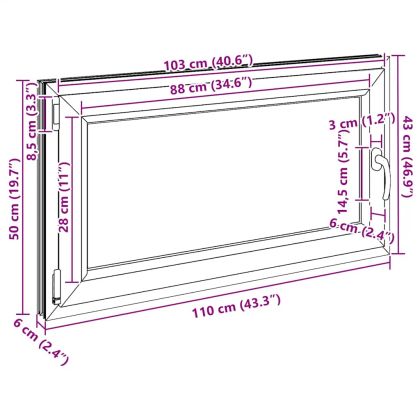 Прозорец за мазе "RISOR" 110x50 см Отварящо-отваряем DIN ляв антрацит