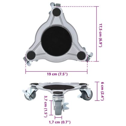 Мебелни колелца 4 бр. с повдигач 19x17,5x6 см стомана 1000 кг
