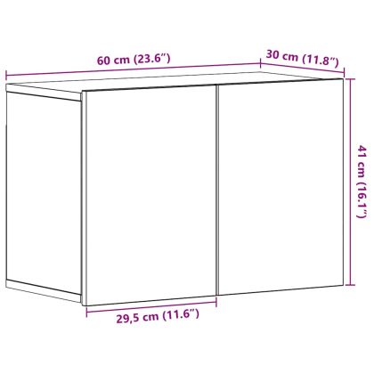 ТВ шкаф, черен дъб, 60x30x41 см, инженерно дърво