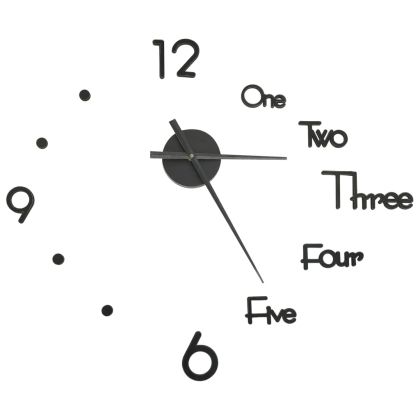 3D стенен часовник, модерен дизайн, черен, 100 см, XXL