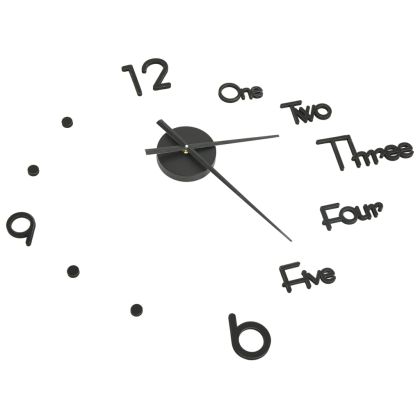 3D стенен часовник, модерен дизайн, черен, 100 см, XXL