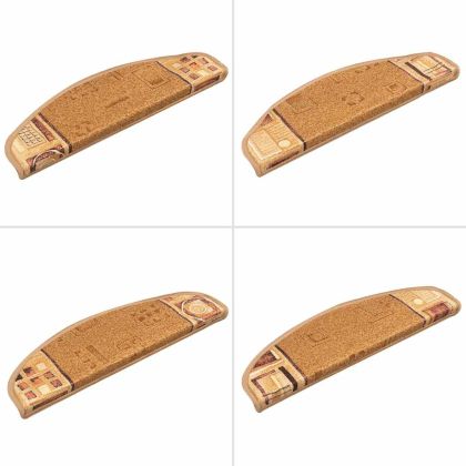 Самозалепващи стелки за стълби, 5 бр, 65x21x4 см, бежови