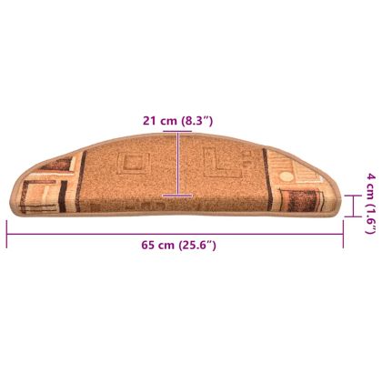 Самозалепващи стелки за стълби, 5 бр, 65x21x4 см, бежови