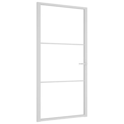 Интериорна врата, 102,5x201,5 см, бяла, ESG стъкло и алуминий