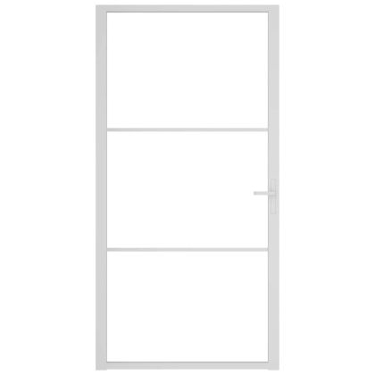 Интериорна врата, 102,5x201,5 см, бяла, ESG стъкло и алуминий