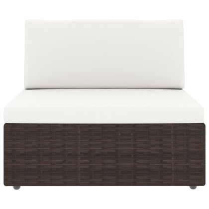 Градински комплект с възглавници, 6 части, кафяв полиратан