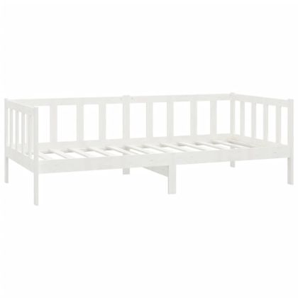 Дневно легло с чекмеджета, 90x200 см, бяло, борово дърво масив