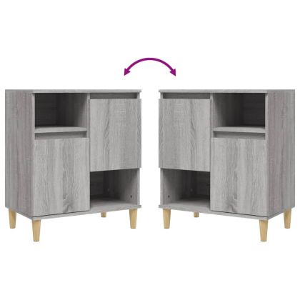 Сайдборд, 2 бр, сив сонома, 60x35x70 см, инженерно дърво