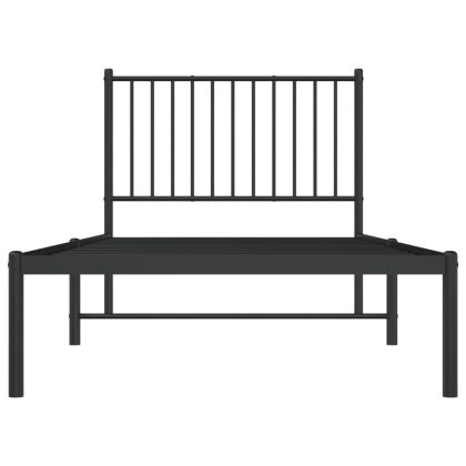 Метална рамка за легло с горна табла, черна, 90x200 см