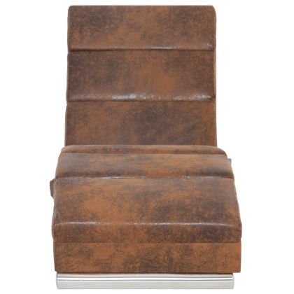 Масажираща кушетка, кафява, изкуствен велур