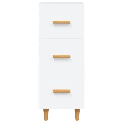 Сайдборд, бял, 34,5x34x90 см, инженерно дърво