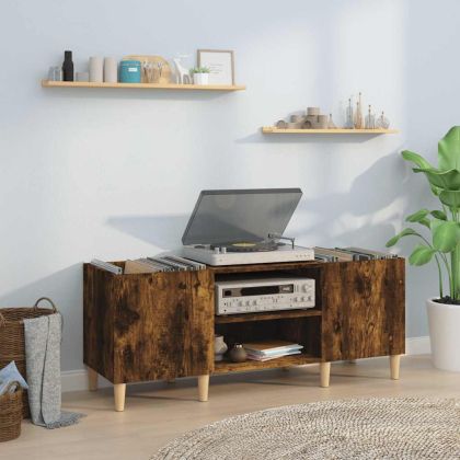 Шкаф за винилови плочи опушен дъб 121x38x48 см инженерно дърво