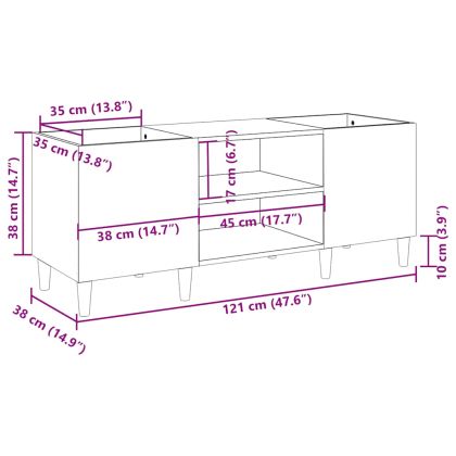 Шкаф за винилови плочи опушен дъб 121x38x48 см инженерно дърво