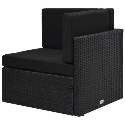 Модулен ъглов диван, полиратан, черен