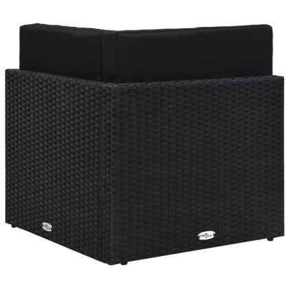 Модулен ъглов диван, полиратан, черен