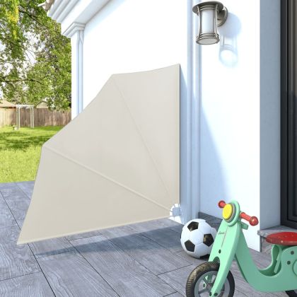 Сгъваема странична тента за балкон, кремава, 140x140 см