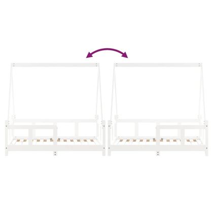 Рамка за детско легло, бяла, 70x140 см, бор масив