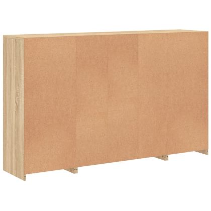 Сайдборди с LED осветление, 3 бр, дъб сонома, инженерно дърво