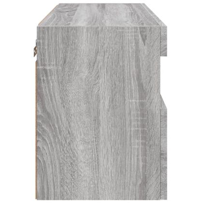 Стенен ТВ шкаф с LED осветление, сив сонома, 60x30x40 см