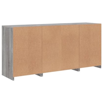 Сайдборд с LED светлини, сив сонома, 142,5x37x67 см