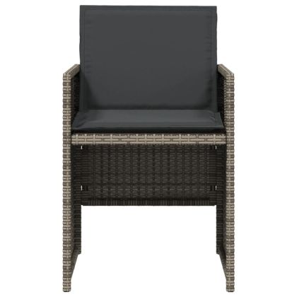 Градински столове с възглавници, 4 бр, сиви, полиратан