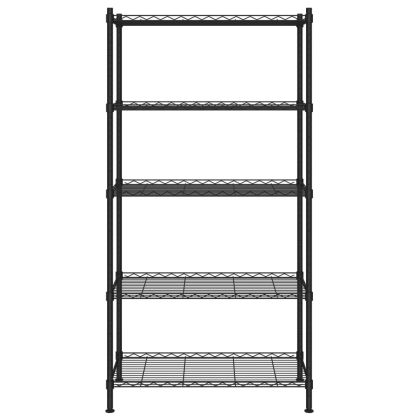 5-етажен стелаж за съхранение 90x35x180 см черен 250 кг