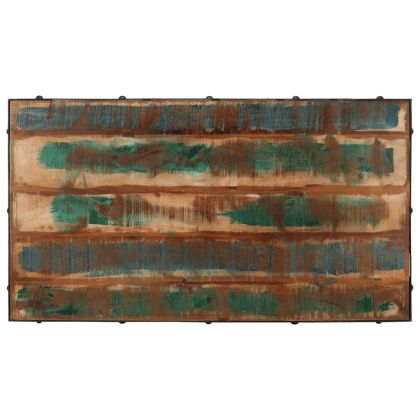 Кафе маса с колелца, регенерирано дърво масив, 100x55x26 cм