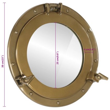 Огледало за стена с илюминатор Ø38 см алуминий и стъкло