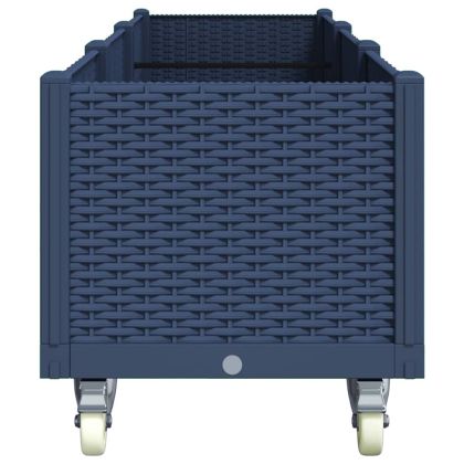 Градинска кашпа с колелца, синьо сив, 240x50x54 см, PP