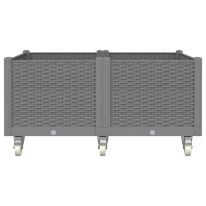 Градинска кашпа с колелца, светлосива, 100x80x54 см, PP