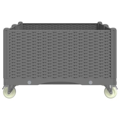 Градинска кашпа с колелца, светлосива, 100x80x54 см, PP