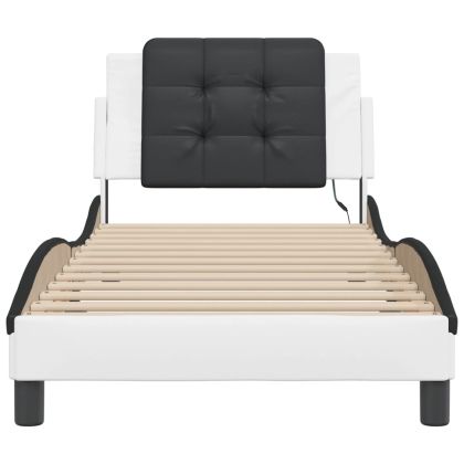 Рамка за легло с LED без матрак Zadar бяло и черно 100x200см