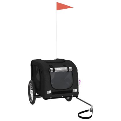 Ремарке за колело за любимци черно Оксфорд плат и желязо