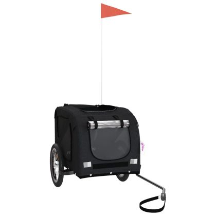 Ремарке за колело за любимци черно Оксфорд плат и желязо