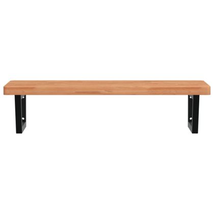 Стенен рафт за мивка, стомана и масивно дърво бук