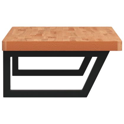 Стенен рафт за мивка, стомана и масивно дърво бук