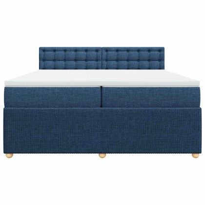 Боксспринг легло с матрак, синьо, 200x200 см, плат