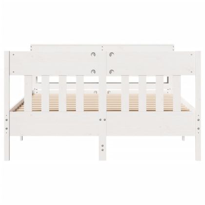 Рамка за легло без матрак, бял, 120x190 см, борово дърво масив