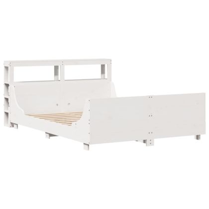 Рамка за легло без матрак, бял, 120x200 см, бор масив