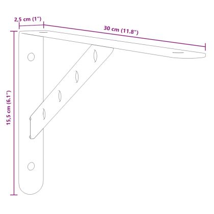 Скоби за рафт 4 бр 30x2,5x15,5 см сребрист неръждаема стомана