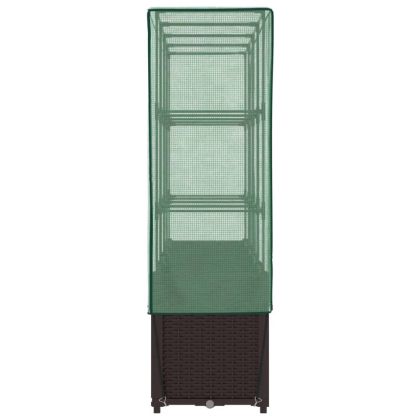 Повдигнато легло с оранжерия калъф, ратанов вид, 160x40x153 см