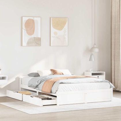 Рамка за легло без матрак, бял, 100x200 см, бор масив