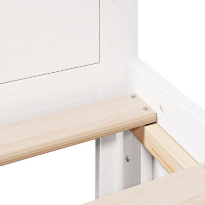 Рамка за легло без матрак, с табла, бял, 120x200 см, бор масив