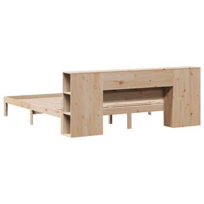 Легло с етажерка за книги, без матрак, 180x200 см, бор масив