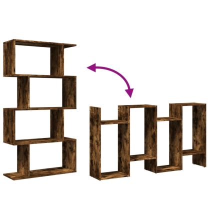 Разделител за стая / библиотека 4 нива опушен дъб 70x24x129 см