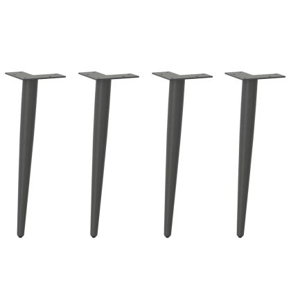 Крака за масичка за кафе, конична форма, 4 бр., антрацит, 42-43 см, стомана