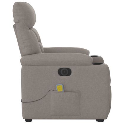 Електрически изправящ масажен реклайнер стол таупе текстил