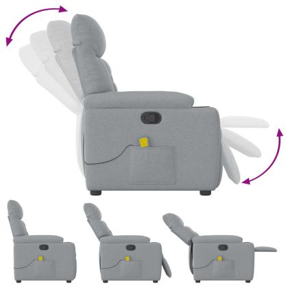 Масажен реклайнер стол, светлосив, текстил