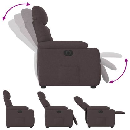 Електрически реклайнер стол, тъмнокафяв, текстил